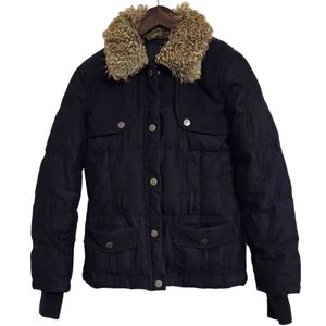 DKNY Jeans Active Down Winter Jacket Faux Fur Trim